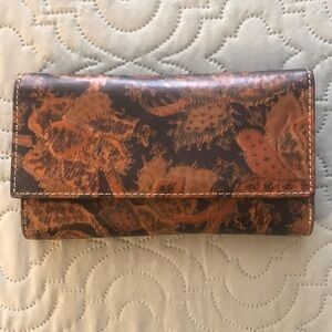 Patricia Nash Brown and Tan Floral Embossed Leather Wallet